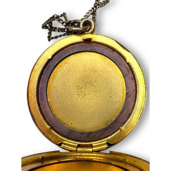 Victorian RBM Atrice Gold-Filled Engraved Locket Necklace 1915 Floral Design - Picture 5 of 8